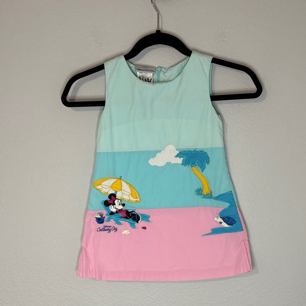 Disney Castaway Cay Minnie Mouse Cotton Dress Tropical XXS